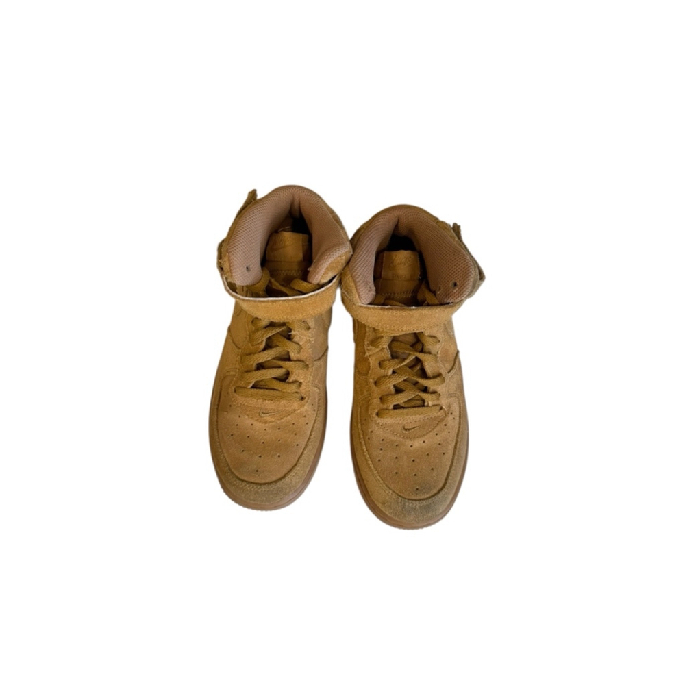 Nike Kids Force 1 Mid Wheat Suede Gum Soles [859337-701] Size 2Y​​​​ - Picture 7 of 8